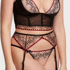 Elegant Black and Red Lace Lingerie Set